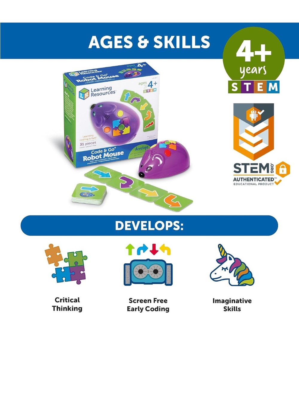 Learning Resources Code & Go Robot Mouse - Purple - STEM Coding Toy - Picture 7 of 9